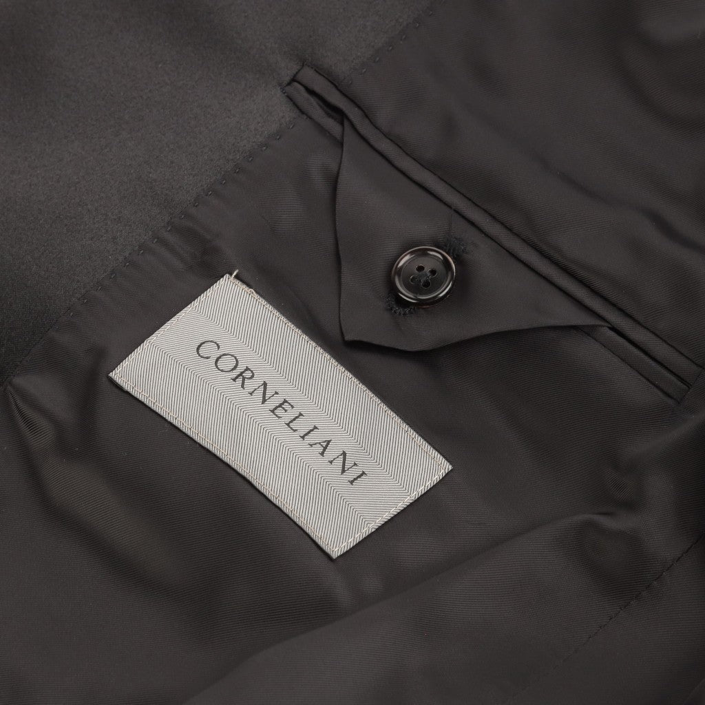 Corneliani Men's Black Twill Leader Event Suit - Premium Business Formal Wear for Weddings, Meetings & Special Occasions