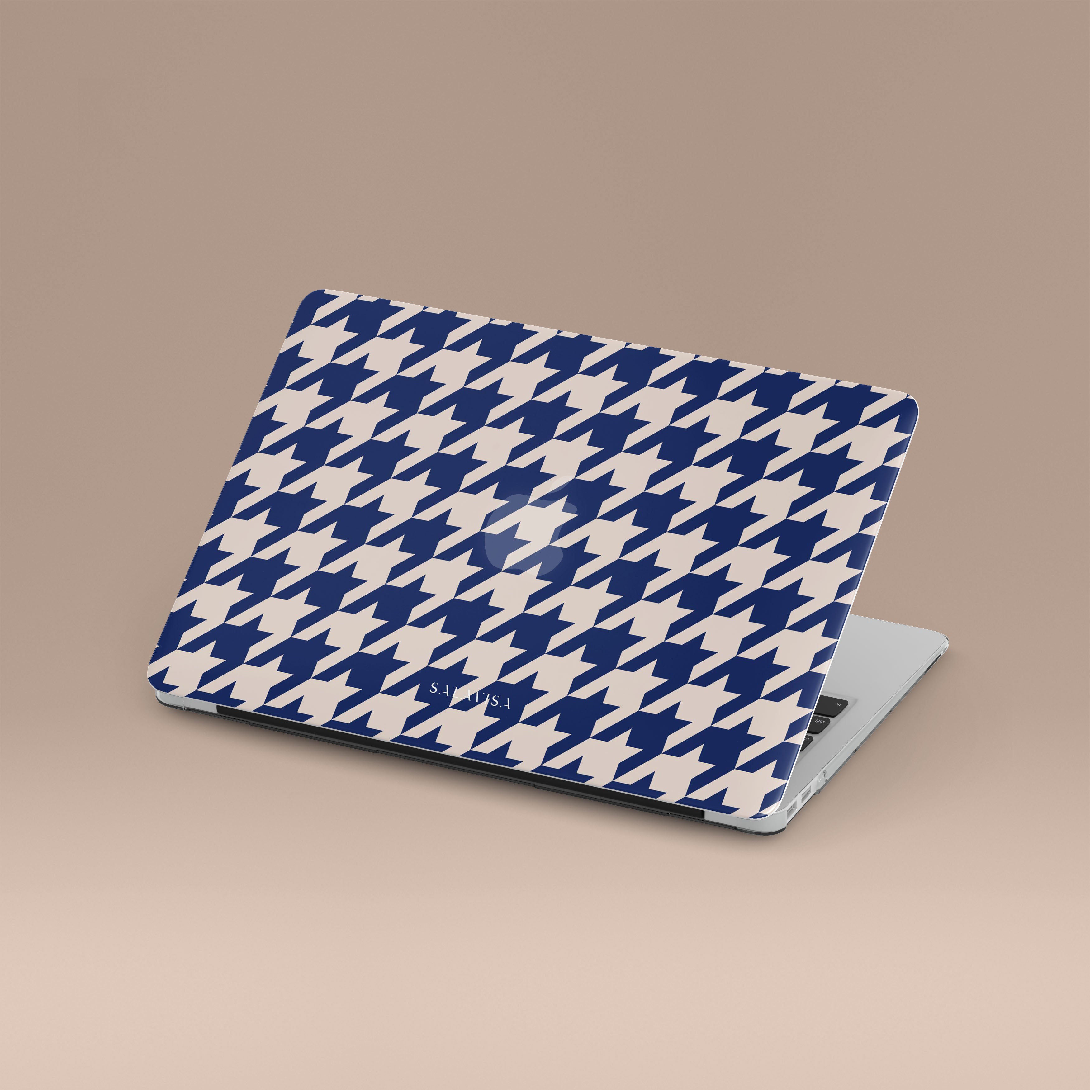 Stylish Blue Houndstooth Pattern Laptop Case for MacBook Air/Pro - Perfect for Work, Travel & School Protection