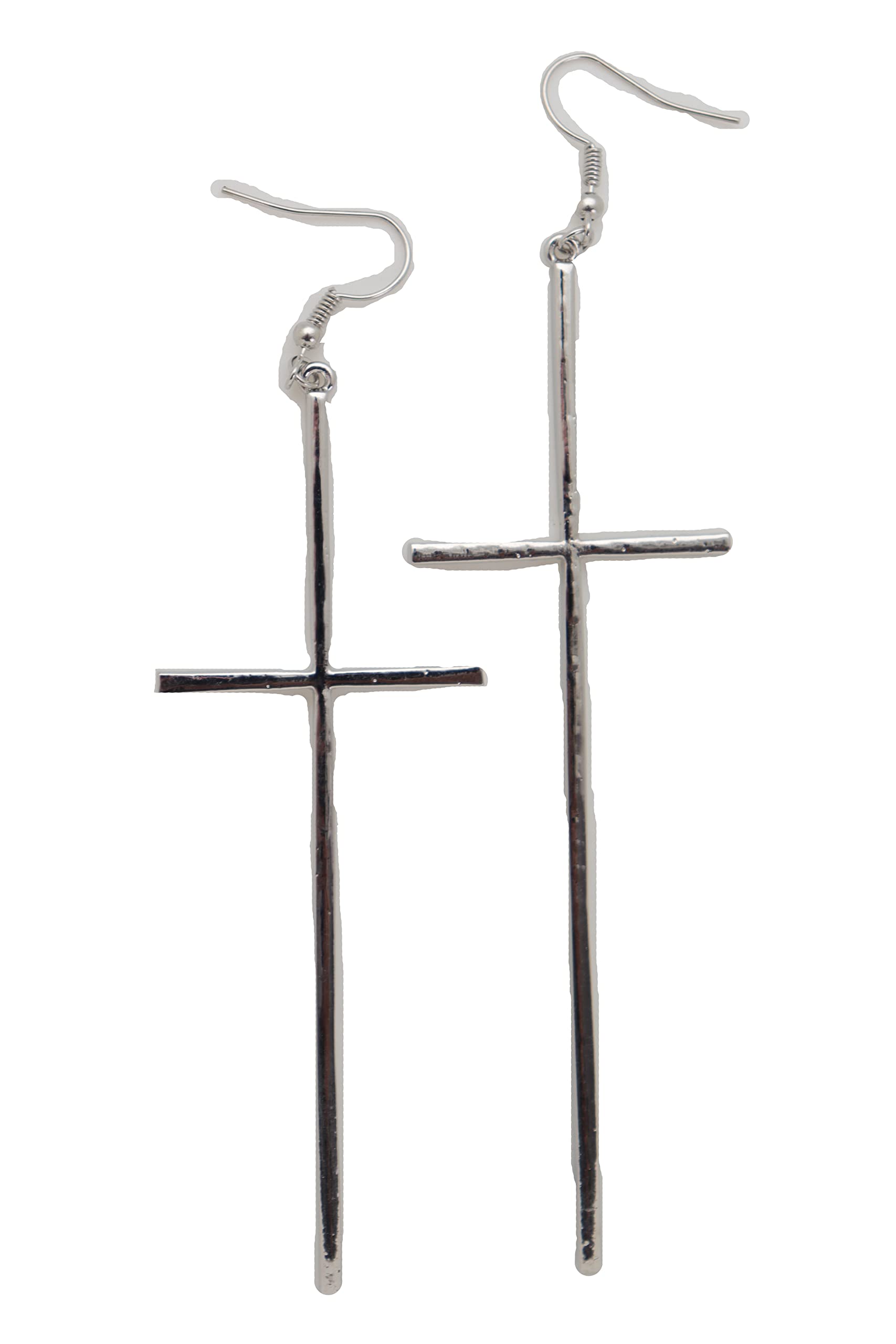 Stylish Silver Metal Large Cross Hook Earrings for Women - Trendy Fashion Jewelry Set for Weekend Parties, Date Nights & Casual Outings