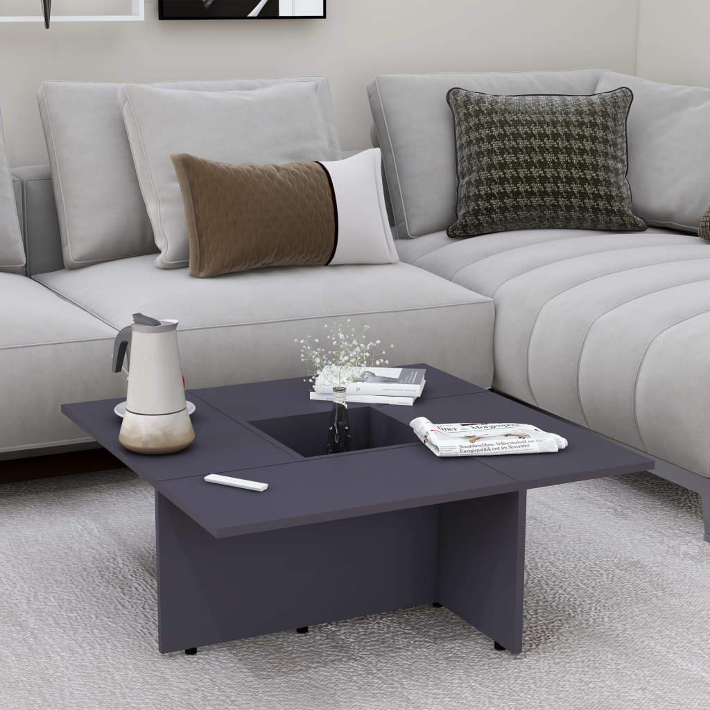 Modern Square Coffee Table with Storage Groove - 31.3