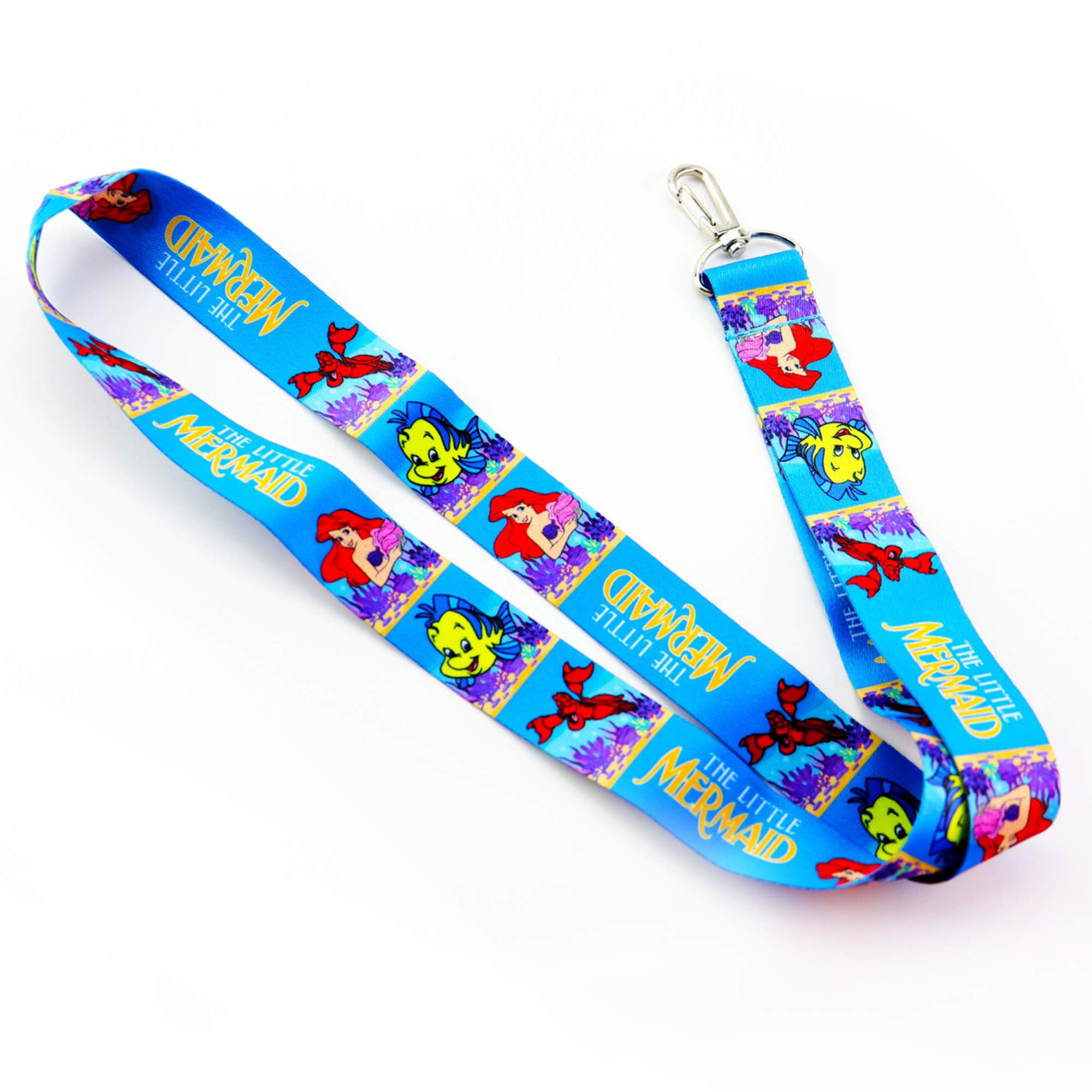 Disney Little Mermaid Keychain Lanyard - Ariel & Friends for ID Badge Holder (2 Pack)