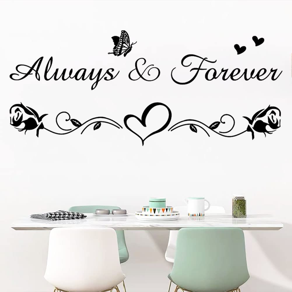 Inspirational Vinyl Wall Decals for Bedroom & Living Room - Always & Forever Family Love Quotes, Home Decor Stickers for Couples - Perfect for Nursery, Dorm, Office & Wedding Gift