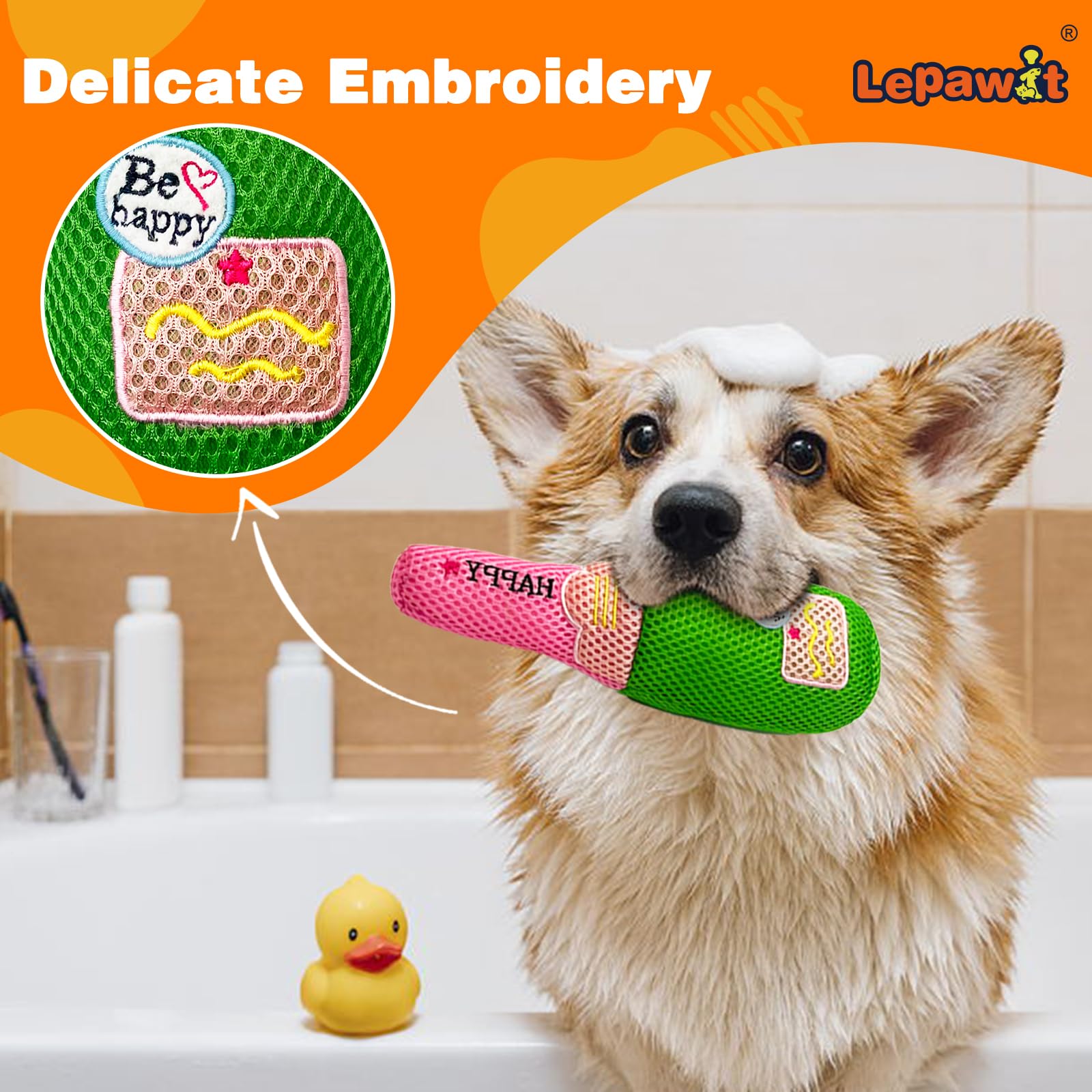Durable Squeaky Dog Toys for Small & Medium Dogs - Floating Chew Toys with Mesh for Teeth Cleaning, Fun Champagne-Themed Pet Gifts - Perfect for Pool Play, Training & Dental Health