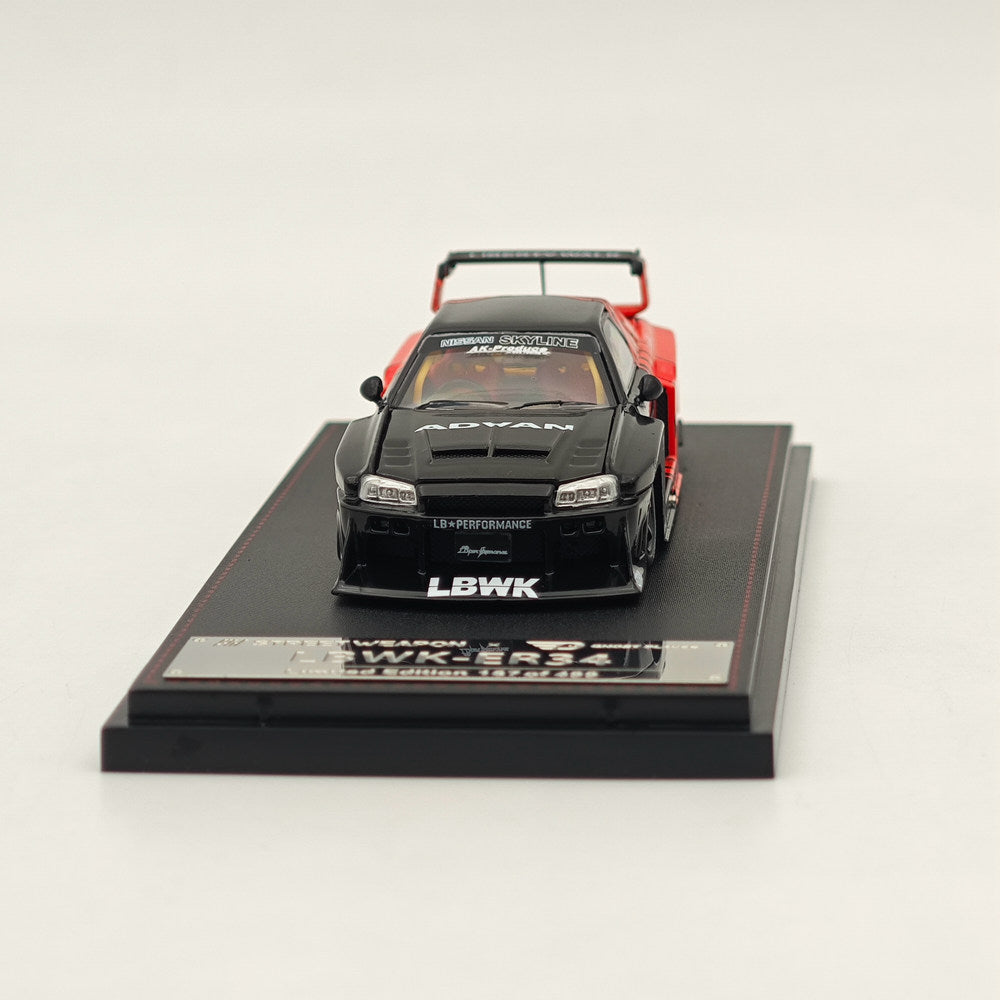 1:64 Scale Nissan Skyline LBWK ER34 Super Silhouette Diecast Model Car - Street Weapon Series with ADVAN Design - Perfect for Collectors, Racing Enthusiasts, and Display Showcases