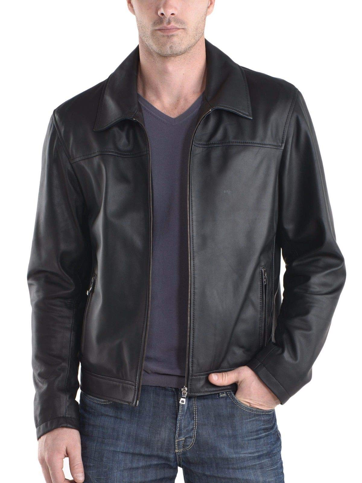 Men's Distressed Leather Jacket - Motorcycle Biker Bomber Jacket with Stylish Zipper Design - Black Outerwear for Riding, Casual Wear & Street Fashion