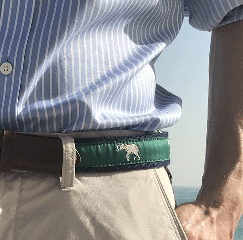 Premium Elephant Print Canvas & Genuine Leather Belt for Men - Stylish & Durable Fashion Accessory for Casual Wear, Office & Outdoor Adventures