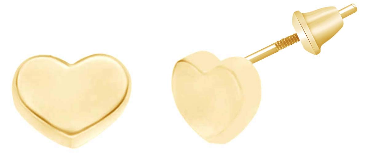 14K White Gold Heart Stud Earrings for Women - Minimalist Dainty Jewelry for Everyday Wear, Valentine's Day Gift, Anniversary Present