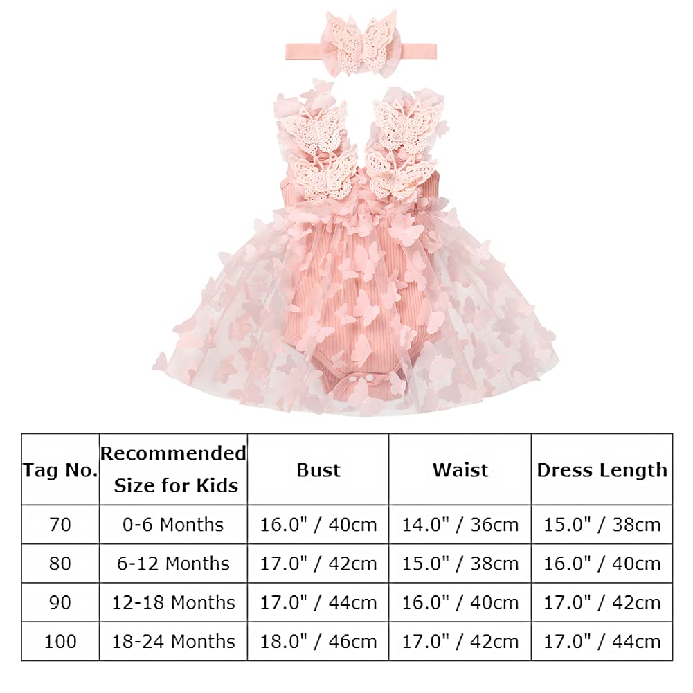 IMEKIS Newborn Baby Girls 1st Birthday Outfit - Butterfly Princess Dress with Matching Headband | Perfect for Birthday Party, Photo Shoot & Special Occasions