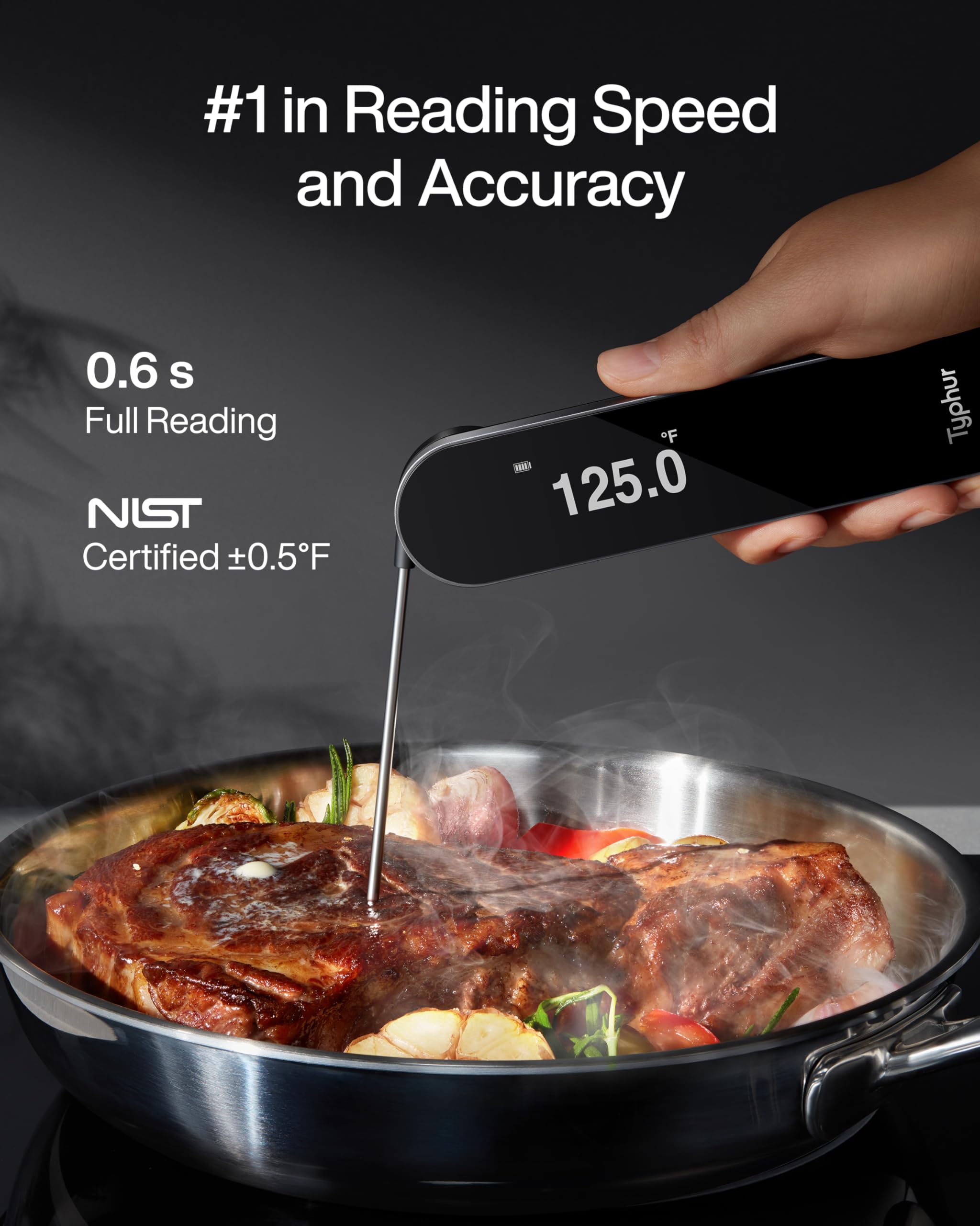Fast-Reading Professional Digital Meat Thermometer - InstaProbe (<0.6s) with OLED Display, IP67 Waterproof, NSF Certified for Grilling, BBQ, Cooking, Smoking & Home Brewing | Perfect for Outdoor Cooking, Kitchen Use & Food Safety Monitoring