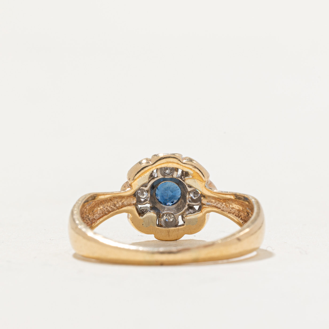 Exquisite 0.16ct Sapphire & 0.02ctw Diamond Halo Engagement Ring - Size 5.25 | Elegant Wedding Band, Anniversary Gift for Her | Perfect for Proposals, Valentine's Day & Special Occasions