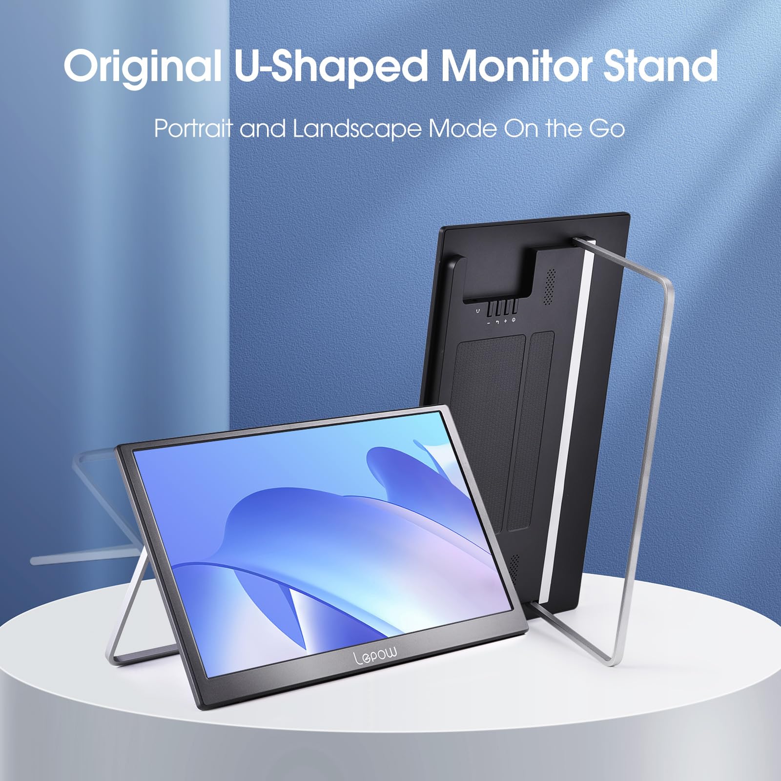 Lepow 15.6 Inch Portable Monitor - 2024 C2 Series FHD 1080P IPS Screen with USB-C & HDMI, Dual Speakers, Foldable Kickstand for Laptop, PC, PS4, Xbox, Phone - Midnight Black | Perfect for Work, Gaming & Travel