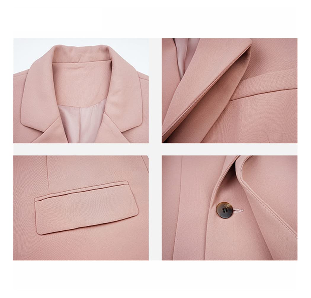 Women's Pink Single-Breasted Blazer Jacket - Spring & Autumn Office Formal Wear for Professional Women | Perfect for Business Meetings, Work Attire & Smart Casual Outfits