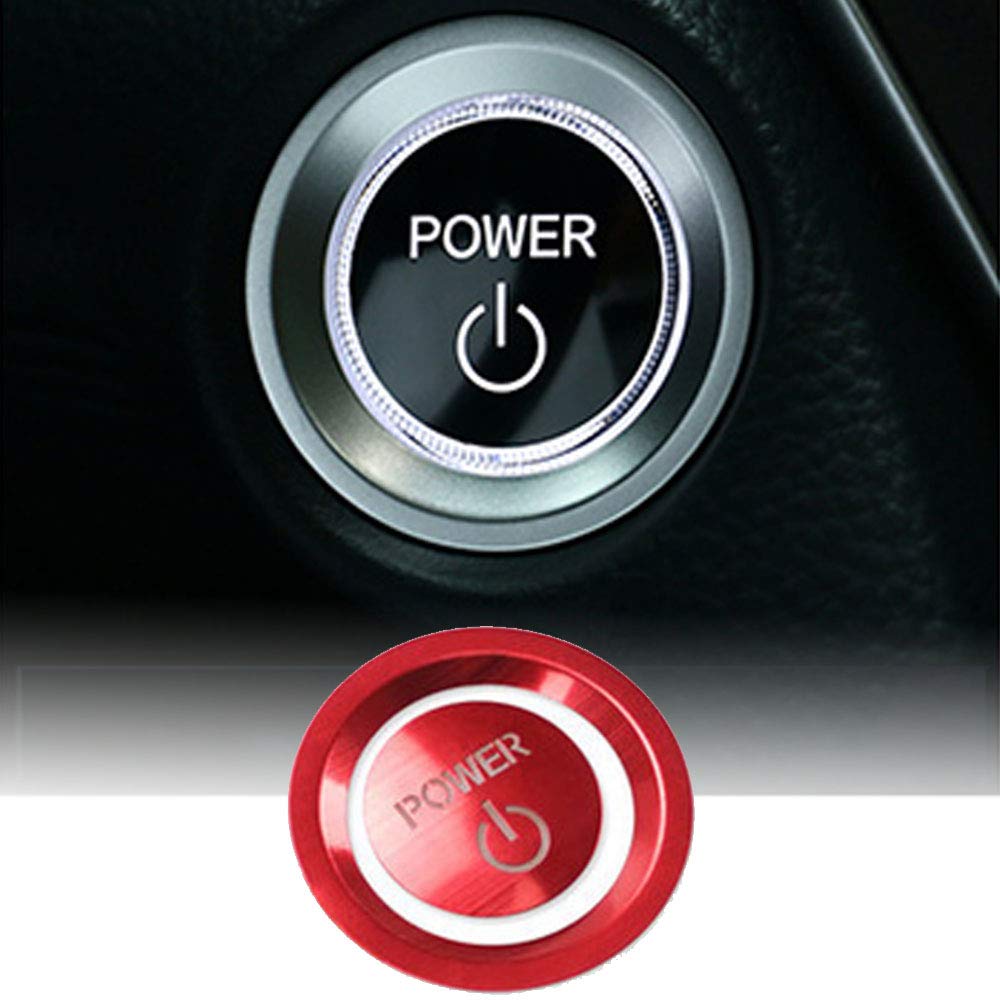 Premium Aluminum Alloy Engine Start Stop Button Cover & Decorative Ring Frame - 2Pcs Red Trim Accessories for Honda Accord 2018-2020 | Upgrade Interior Style & Protect Button from Scratches