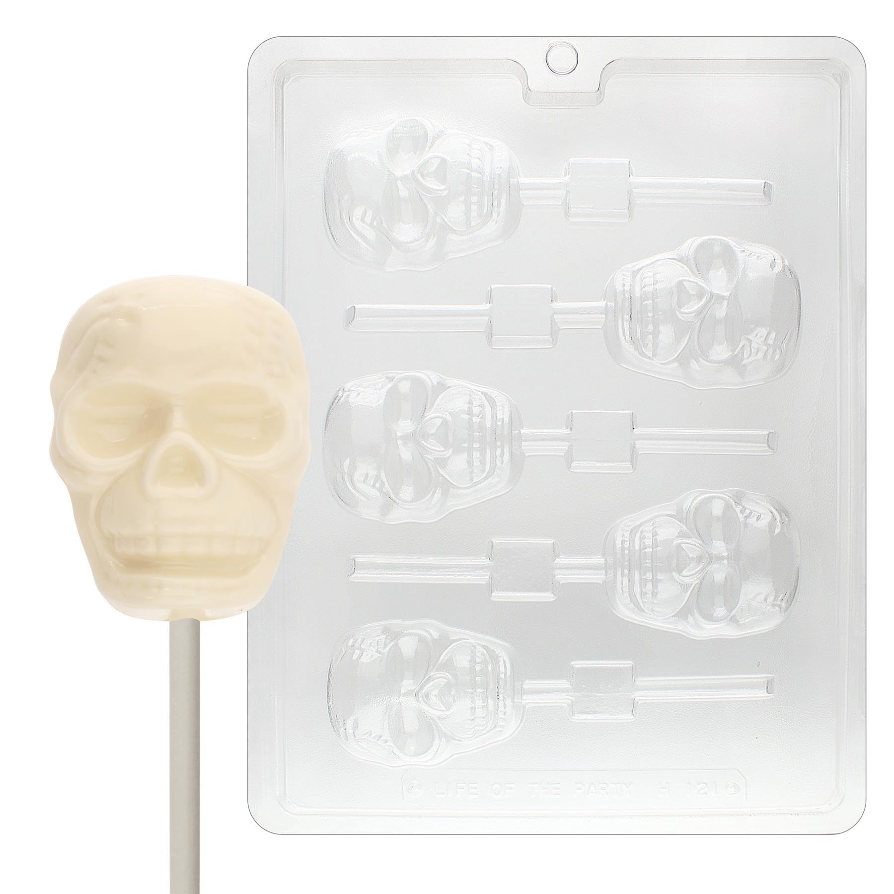 Scary Skull Lollipop Chocolate Candy Mold Kit - Halloween DIY Treats with Step-by-Step Instructions | Perfect for Halloween Parties, Trick or Treat Favors & Spooky Dessert Making