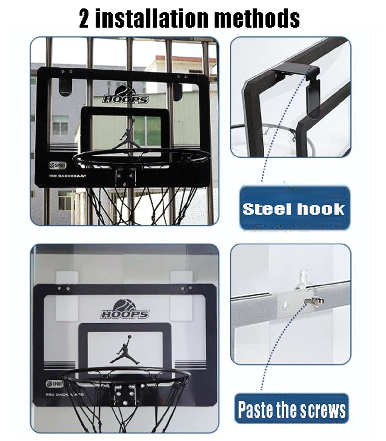 Wall-Mounted Mini Basketball Hoop Kit with Glow-in-The-Dark Backboard - Indoor Sports Equipment for Kids & Teens - Perfect for Bedroom, Playroom & Dorm Basketball Games (23.2x15.9 Inches)