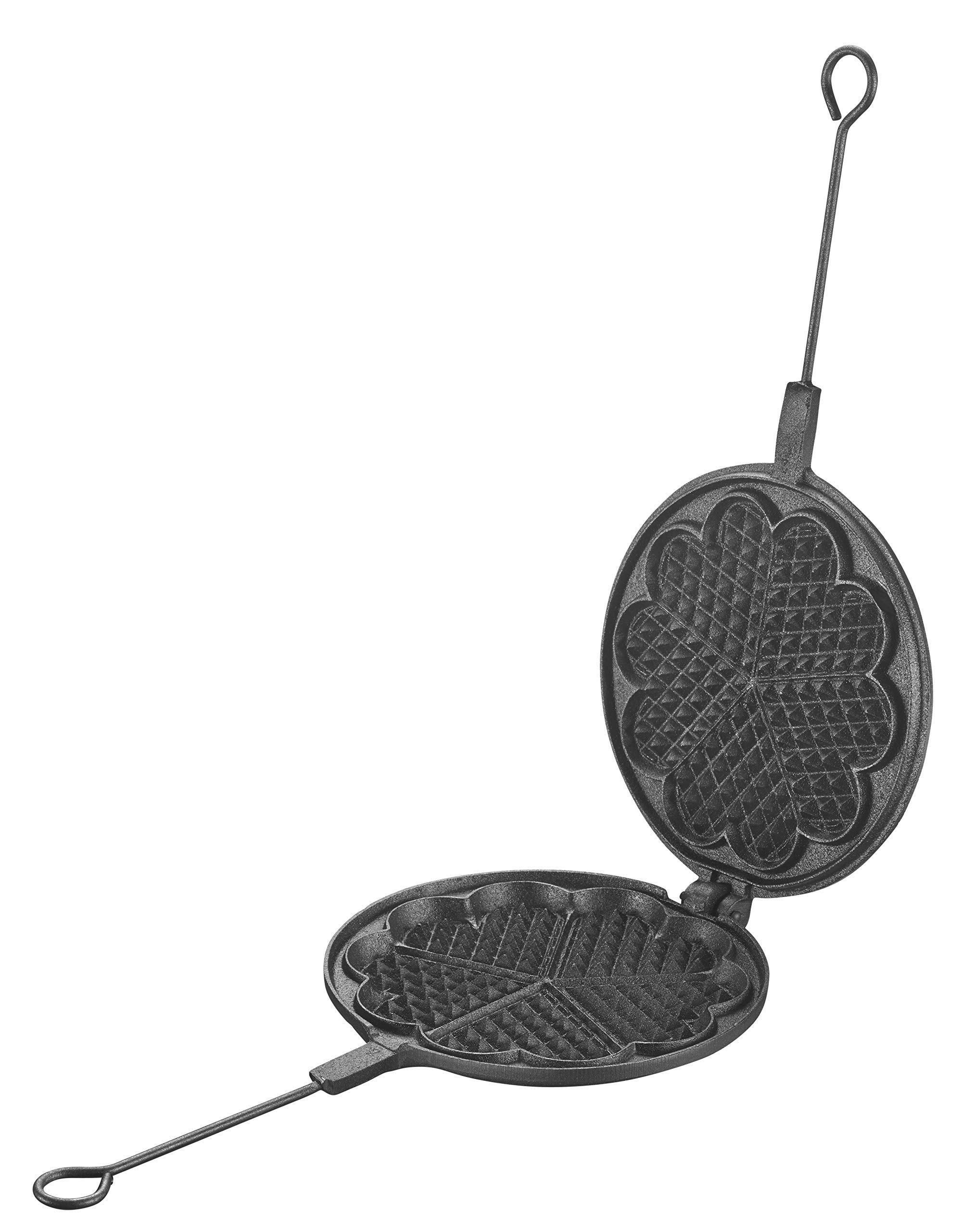 Heart-Shaped Cast Iron Waffle Maker - 21cm Handmade Skillet for Belgian Waffles, Pancakes & Desserts | Perfect for Valentine's Day Breakfast, Romantic Dinners & Family Brunch