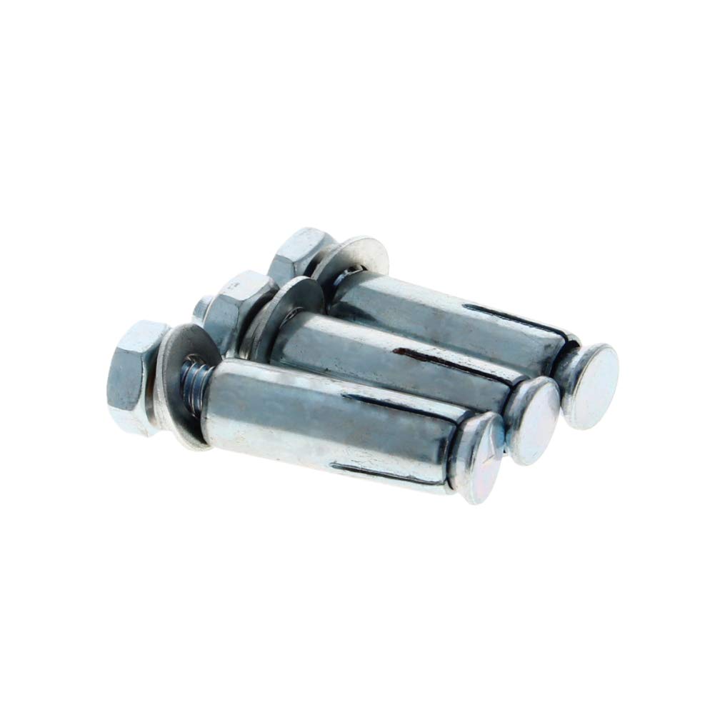 M8x60mm Zinc Plated Steel Expansion Bolts with Nuts - for Fence & AC Installation (3pcs)