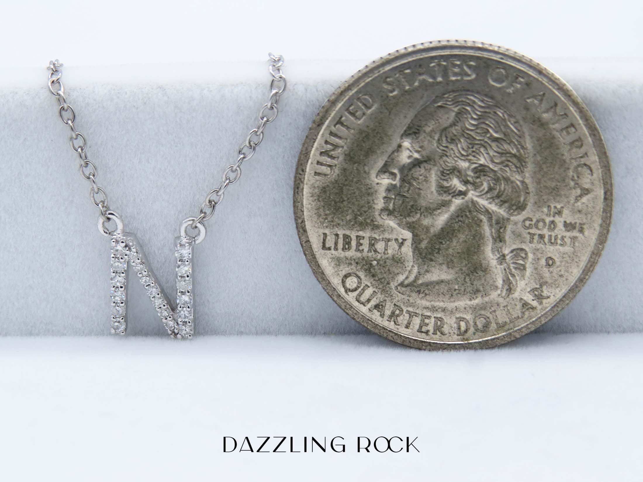 Dazzlingrock 14K White Gold Round Diamond Initial Pendant Necklace for Women - 0.12 Cttw White Diamond Letter A to Z Charm with 18