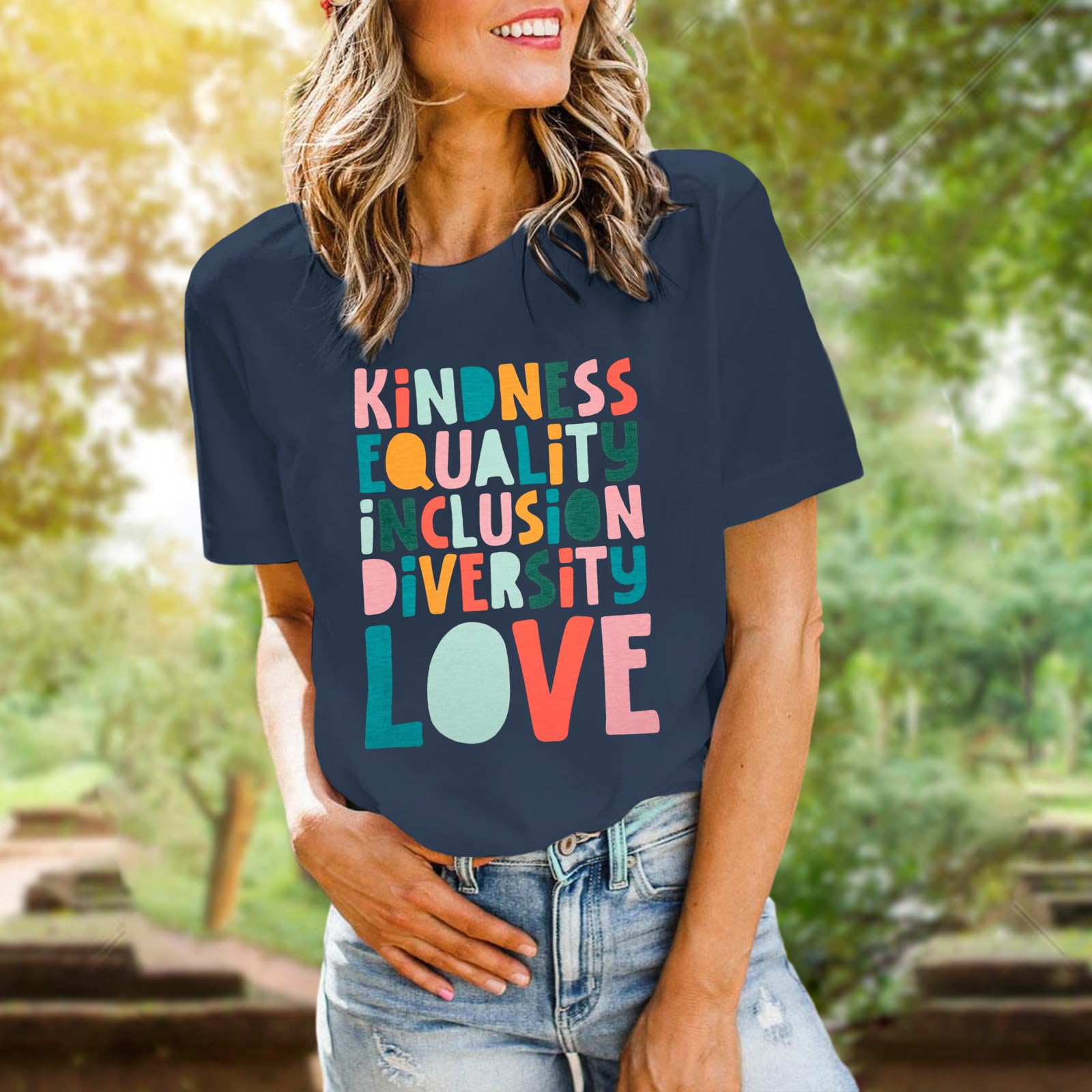 Oversized Kindness Graphic Teacher T-Shirts for Women - Funny Cute Cotton Tees, Loose Fit Aesthetic School Counselor Tops - Perfect for Teacher Appreciation Week, Classroom Wear & Casual Outfits