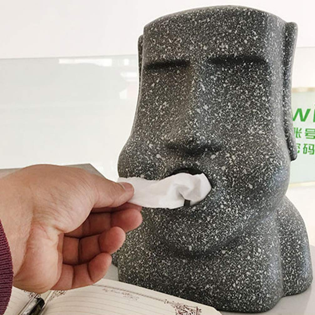 ABOOFAN Office Desk Organizer Set - 1pc Desktop Storage Box with Easter Island Statue Design for Paper Towels & Supplies | Perfect for Home Office, Workspace & Study Desk Organization
