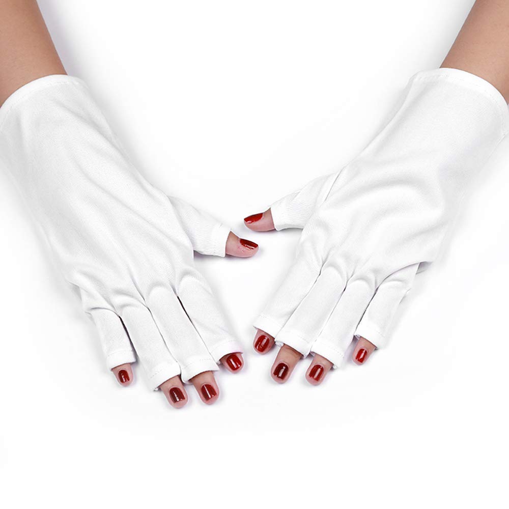 EXCLUZO Fingerless UV Gloves - 1 Pair Protective Gloves for UV Nail Polish Curing with LED Lamp, Manicure & Gel Nail Tools | Perfect for Salon & Home Nail Care