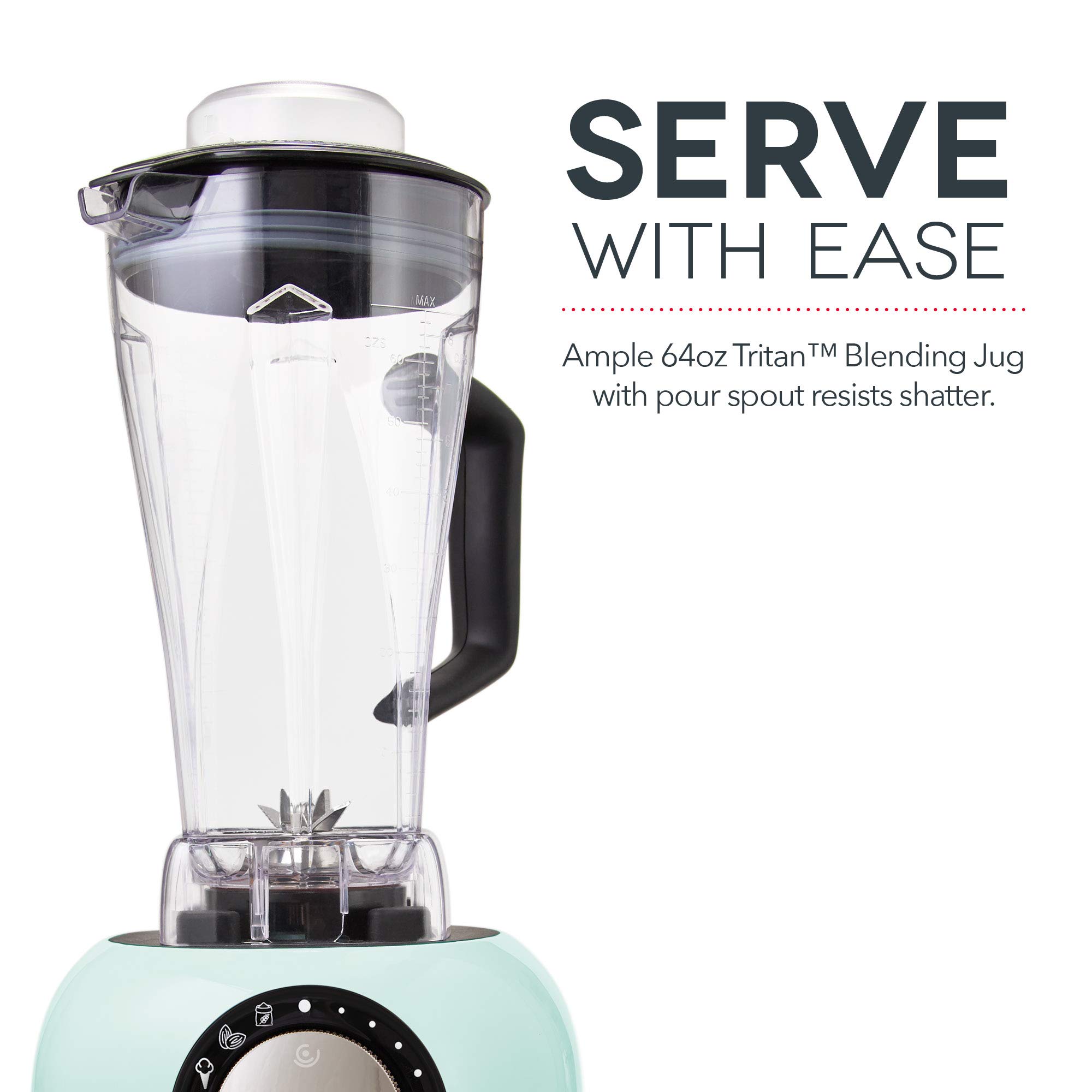 Dash Chef Series Deluxe Digital 64 oz Countertop Blender with Stainless Steel Blades & Tritan Jug - Perfect for Smoothies, Nut Butters, Soups & Purees - Includes Tablet Stand & USB Port - Ideal for Kitchens, Restaurants & Healthy Lifestyles - Aqua