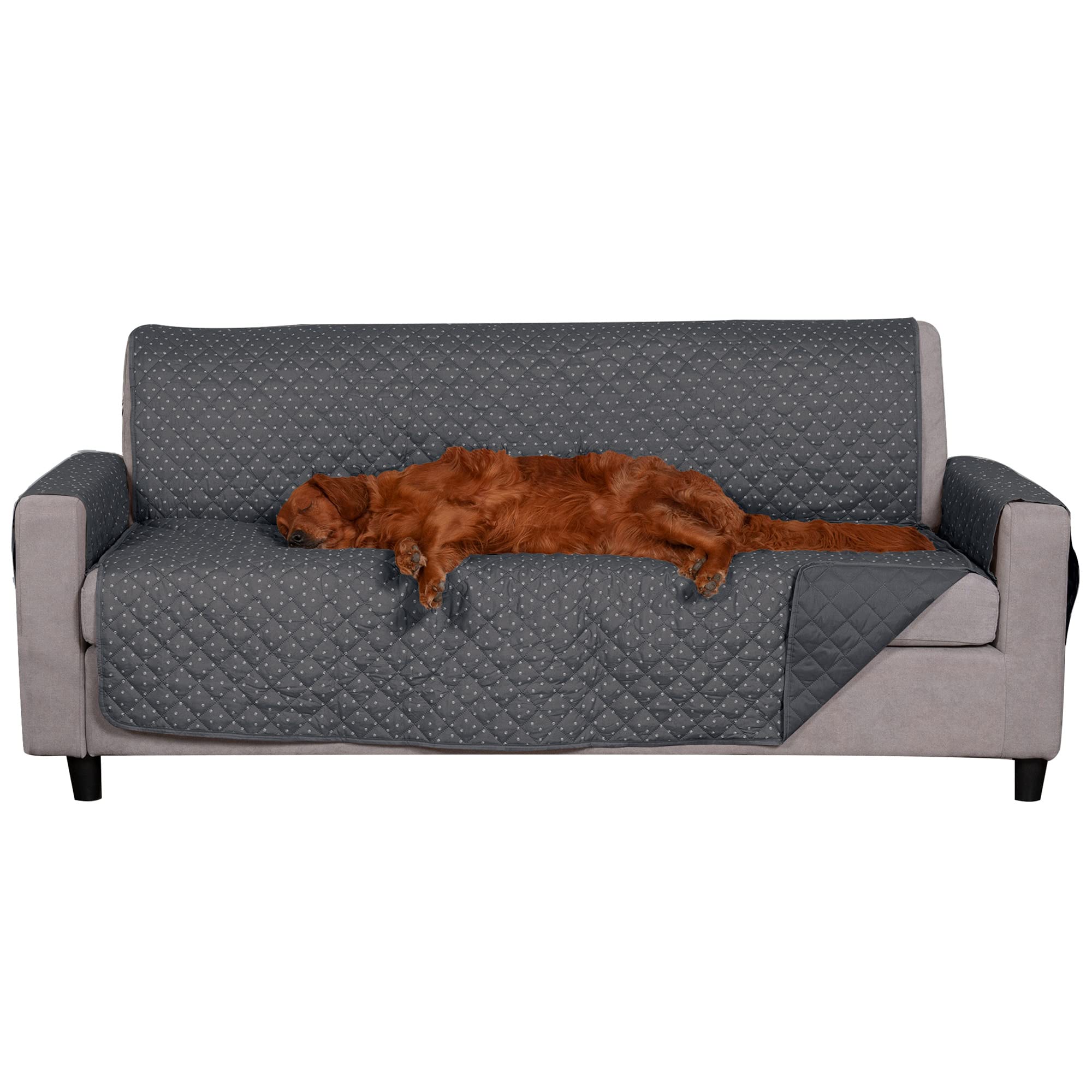Furhaven Water-Resistant Reversible Sofa Cover Protector for Dogs, Cats & Kids – Quilted Polyester Pet & Childproof Furniture Protector – Gray Brown – Perfect for Living Room, Couch & Sectional Sofas