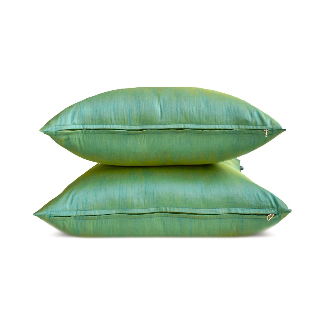 Luxury Aqua Yellow Art Silk Throw Pillow Covers (Set of 2) - Elegant Home Decor for Sofa, Bed & Living Room