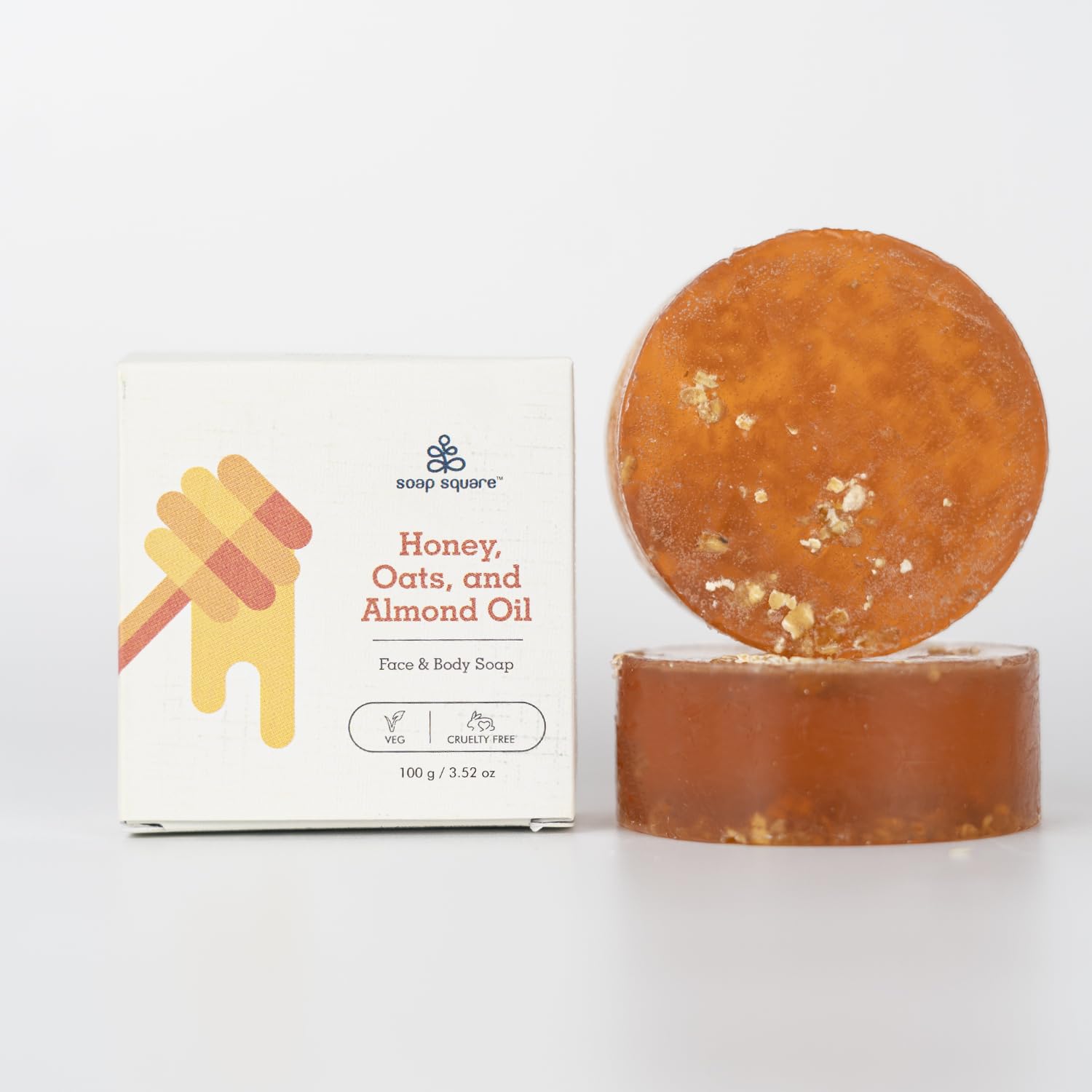 **Honey Oats & Almond Oil Soap Bar - SLS Free, Paraben Free, Cruelty-Free, Handcrafted for Sensitive Skin - Freshly Made 100g - Perfect for Gifting, Customized Presents & Daily Skincare Routine**