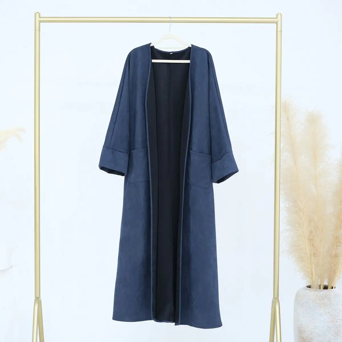 Soft Velvet Cardigan Open Abaya Coat for Women - Winter & Fall Fashion Outerwear - Perfect for Layering, Office Wear, and Special Occasions