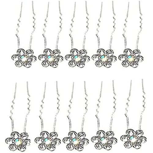 20 Pcs Silver Juda Hairpins with Crystal Rhinestones - Trendy Bun Pins for Women, Bridal Hair Accessories, Party & Wedding Hairstyles