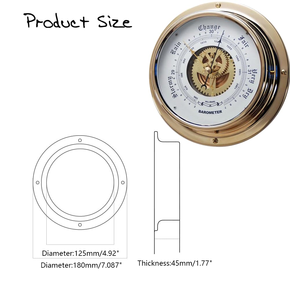 Premium Brass Barometer for Fishing & Sailing - 180mm/7.087