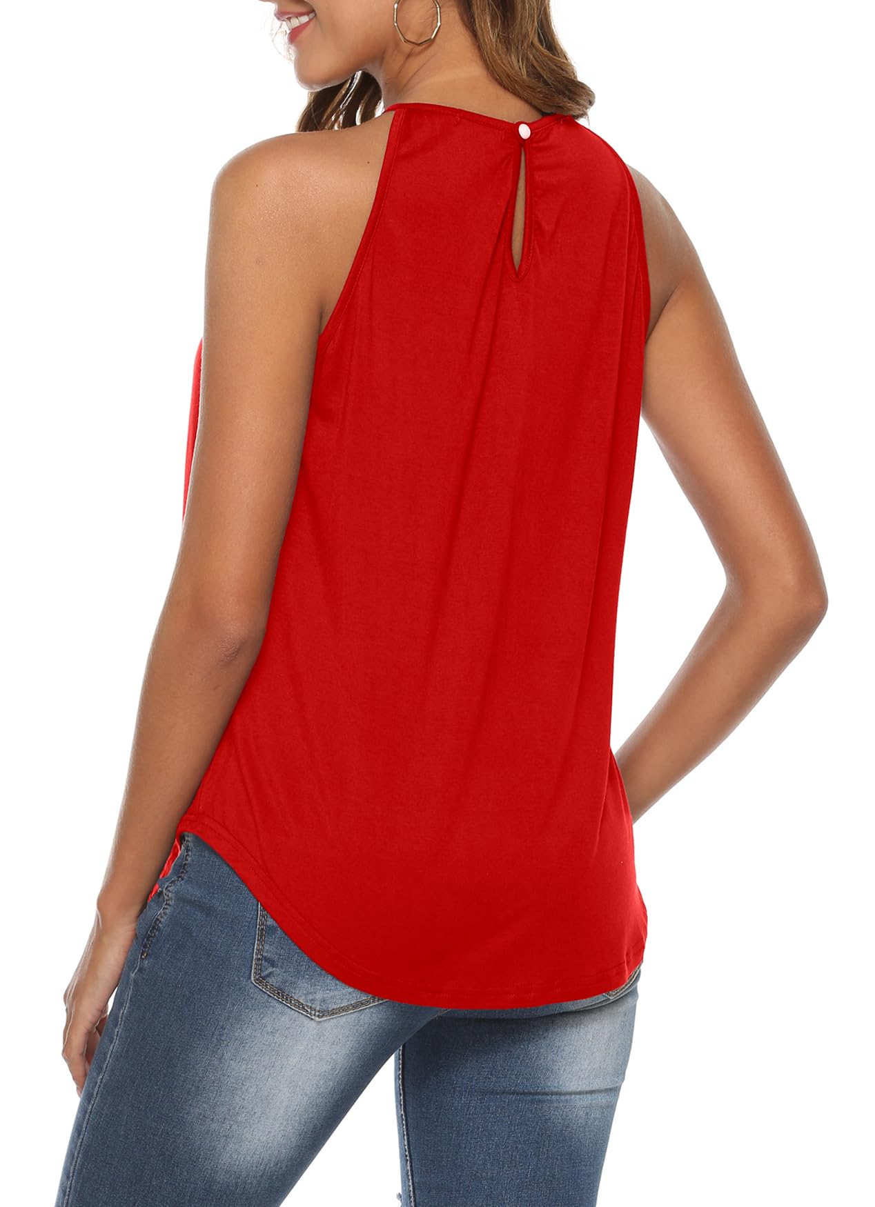 Bluetime Women's Summer Halter Spaghetti Strap Flowy Tank Top - Sleeveless Lace Cami Blouse for Casual Wear, Beach & Vacation Outfits