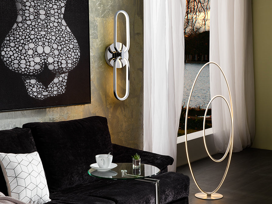 Colette 2Lt LED Wall Light - Modern Rose Gold & Chrome Finish | Perfect for Bedroom, Living Room & Hallway Lighting