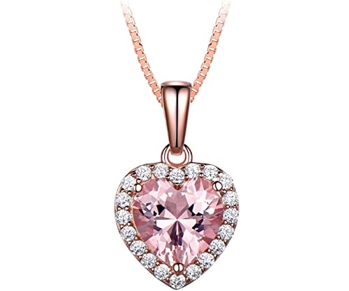 14K Rose Gold Plated Diamond Simulant Round Solitaire Pink Pendant Halo Necklace for Women - Adjustable Slider Chain, Valentine's Day Gift, Anniversary Jewelry (Heart/Dot/Butterfly Design) | Perfect for Date Nights, Weddings & Special Occasions