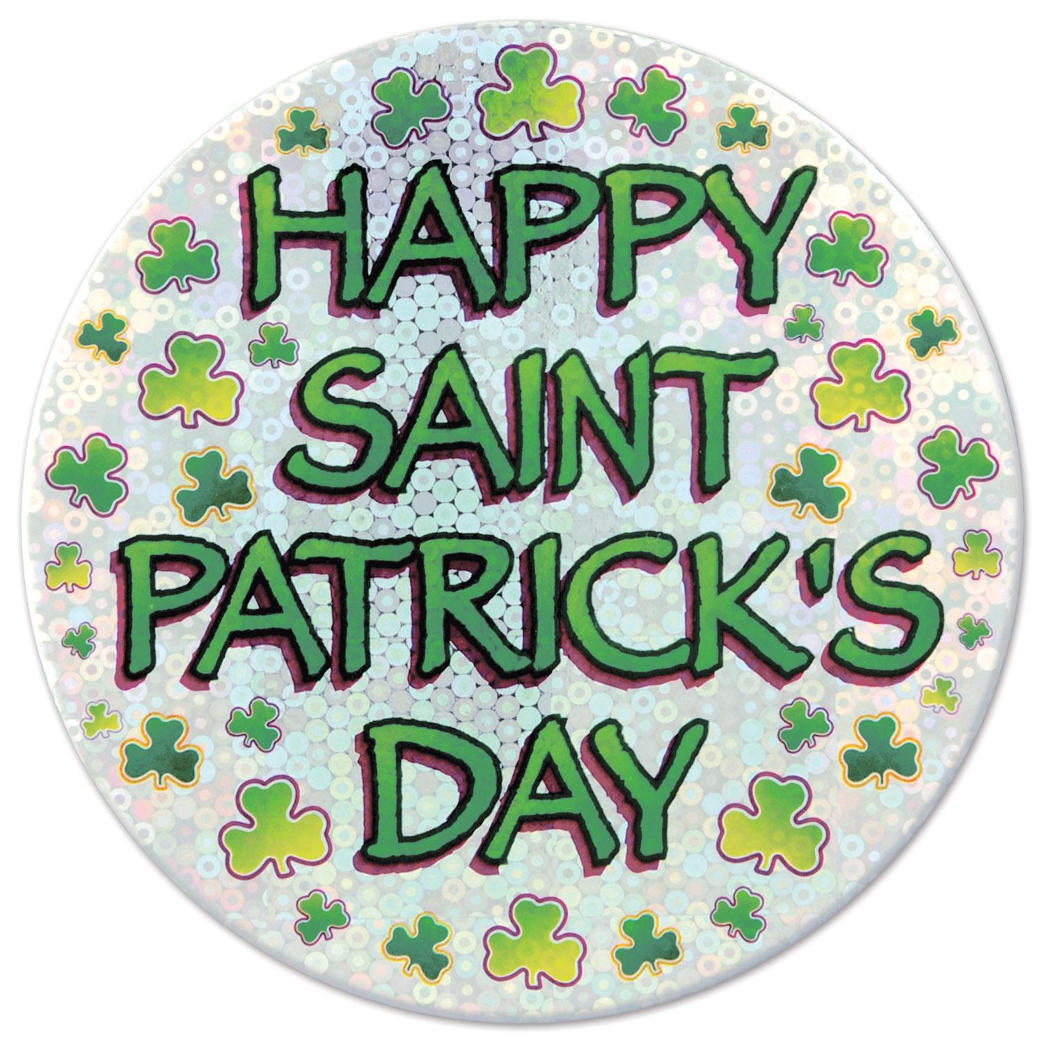 12 Pack Beistle Happy St Patrick's Day Buttons - Shamrock Party Favors for St. Patrick's Day Decorations, Irish Themed Events & Festive Celebrations