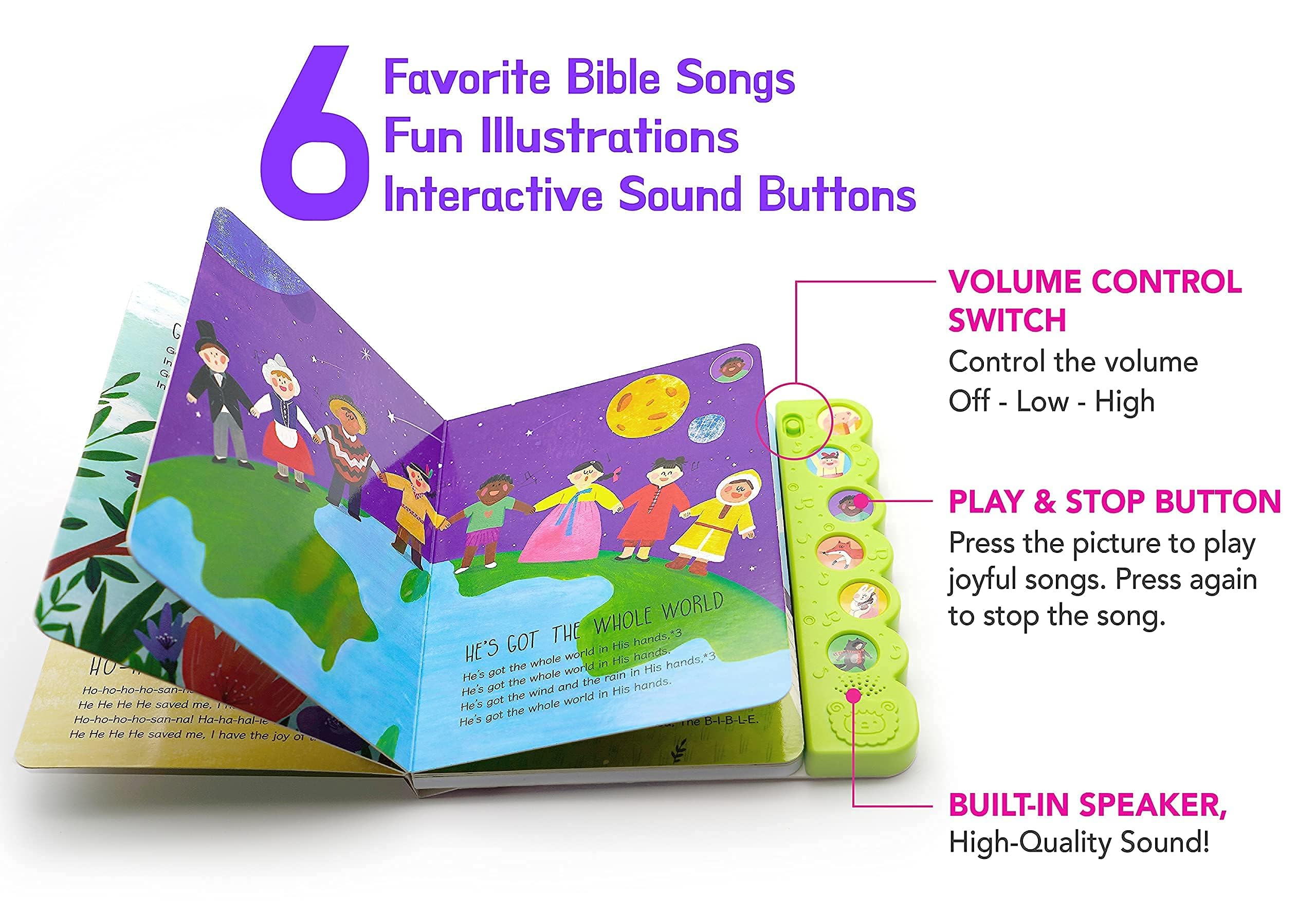 Christian Sound Books for Toddlers 1-3 - Bundle of 2 Interactive Bible Story Books with 12 Songs & Illustrations | Musical Learning Toys for Kids, Baptism Gifts for Boys & Girls - Perfect for Sunday School, Bedtime Stories & Faith-Based Early Education