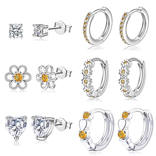 Silver: 6Pairs Hoops and Stud