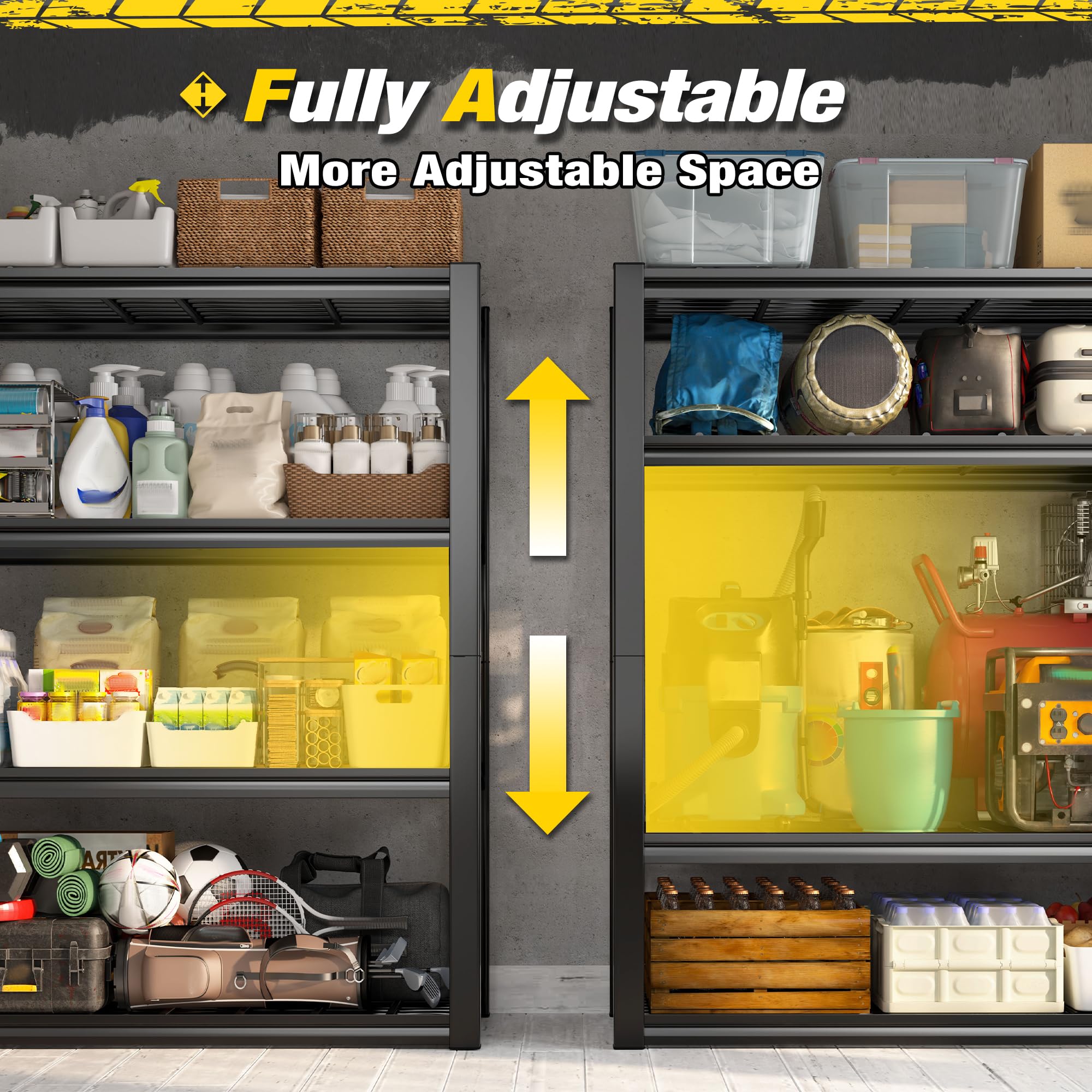 REIBII 40-Inch Wide Heavy Duty Metal Storage Shelves - 2200LBS Capacity Adjustable 4-Tier Industrial Shelving Unit for Garage, Warehouse, Basement - 40
