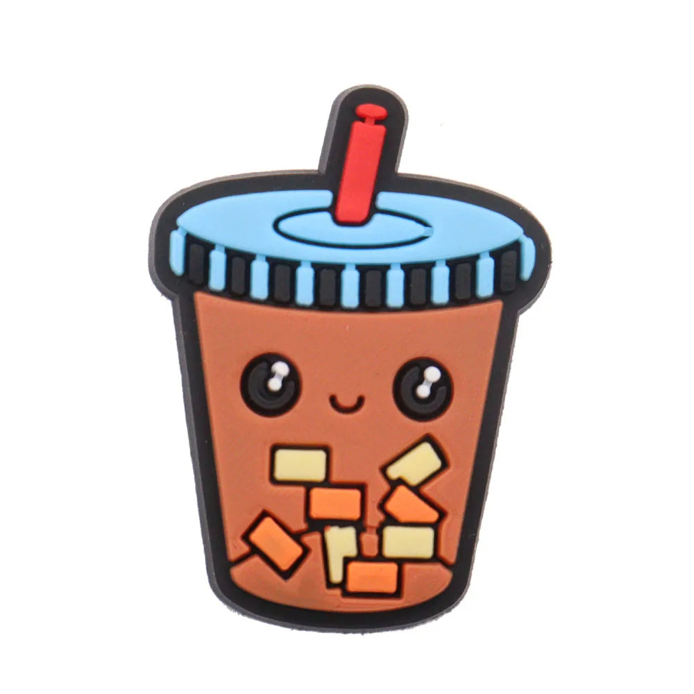 1pc PVC Shoe Charms - Cute Bubble Tea Drink & Rabbit Heart Sandal Decorations for Wristbands & Flip Flops | Kids Gift & Fashion Accessories for Summer Beach Parties & Casual Outfits