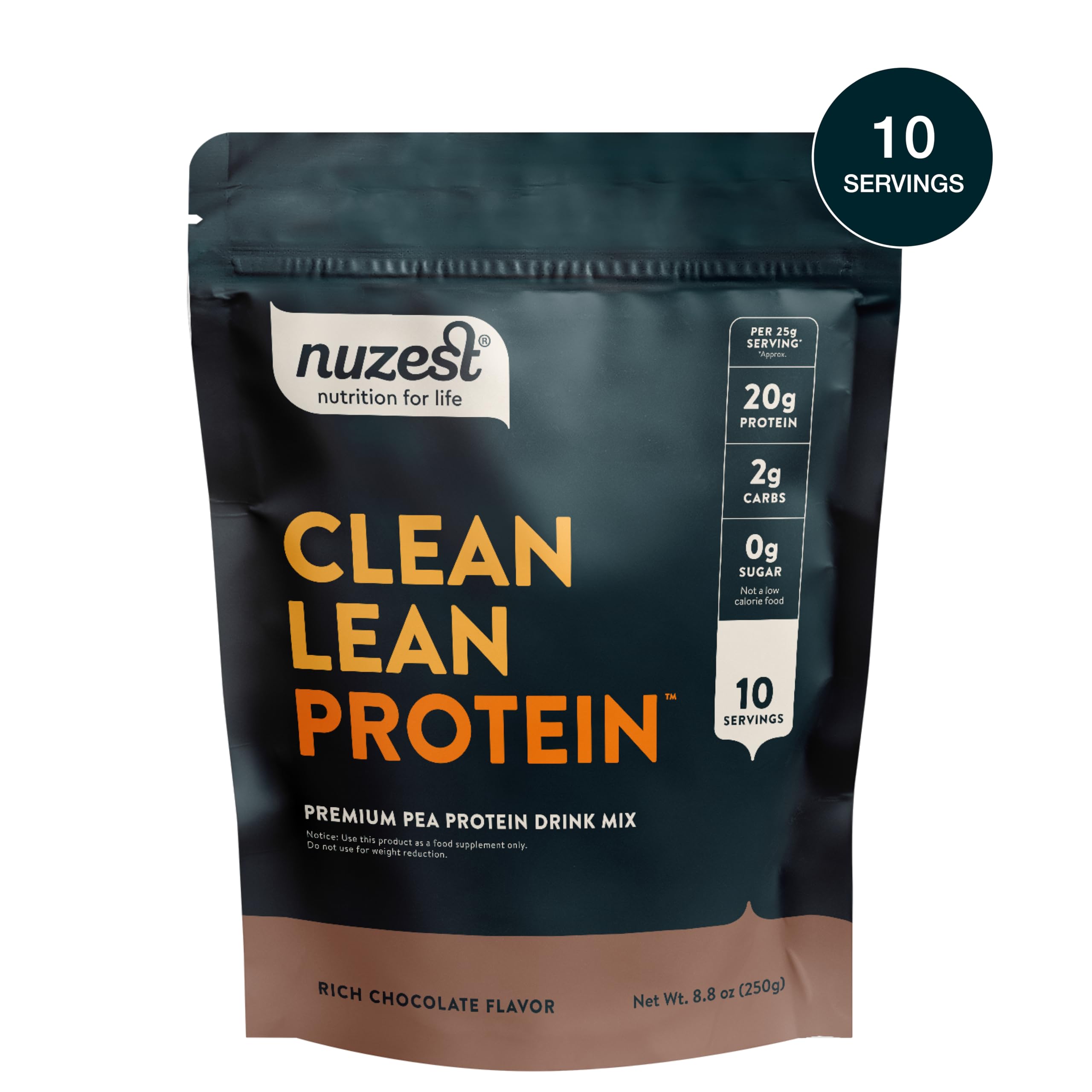 Nuzest Vegan Pea Protein Powder - Premium Plant-Based Clean Lean Protein Supplement, Dairy-Free, Gluten-Free, Non-GMO, Rich Chocolate Flavor (8.8 oz) - Perfect for Post-Workout Recovery & Healthy Smoothies