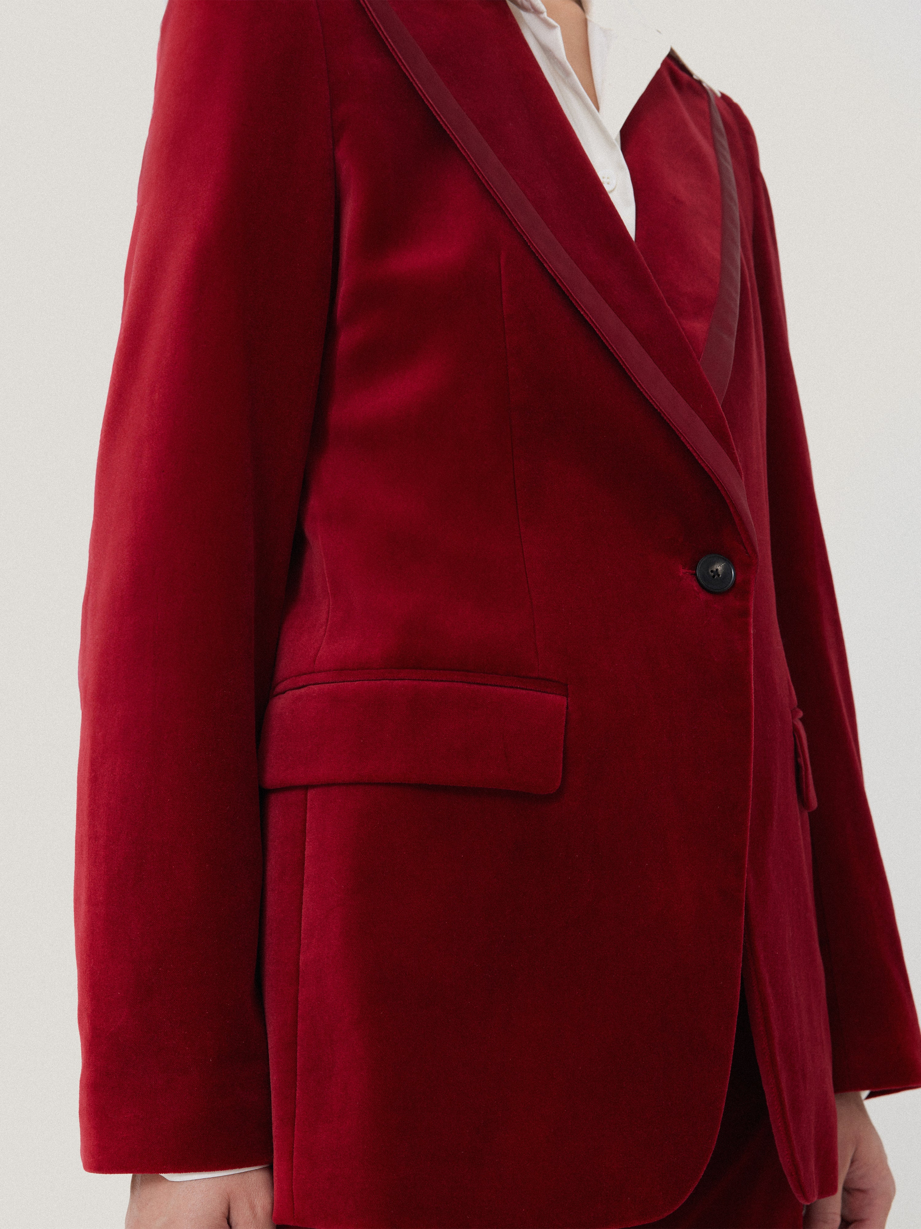 Ashby Velvet Blazer for Women - Elegant Red Velvet Blazer Jacket for Office, Party & Special Occasions