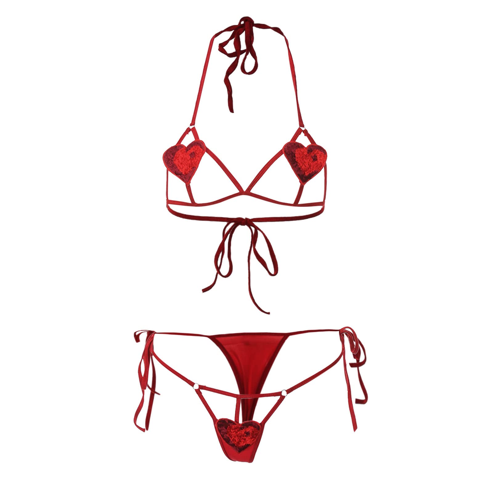 Women's Sexy Halter Hollow Lingerie Set - 2 Piece Lace Underwear & Catsuit for Romantic Nights | Perfect for Valentine's Day, Anniversary Gifts & Boudoir Photography