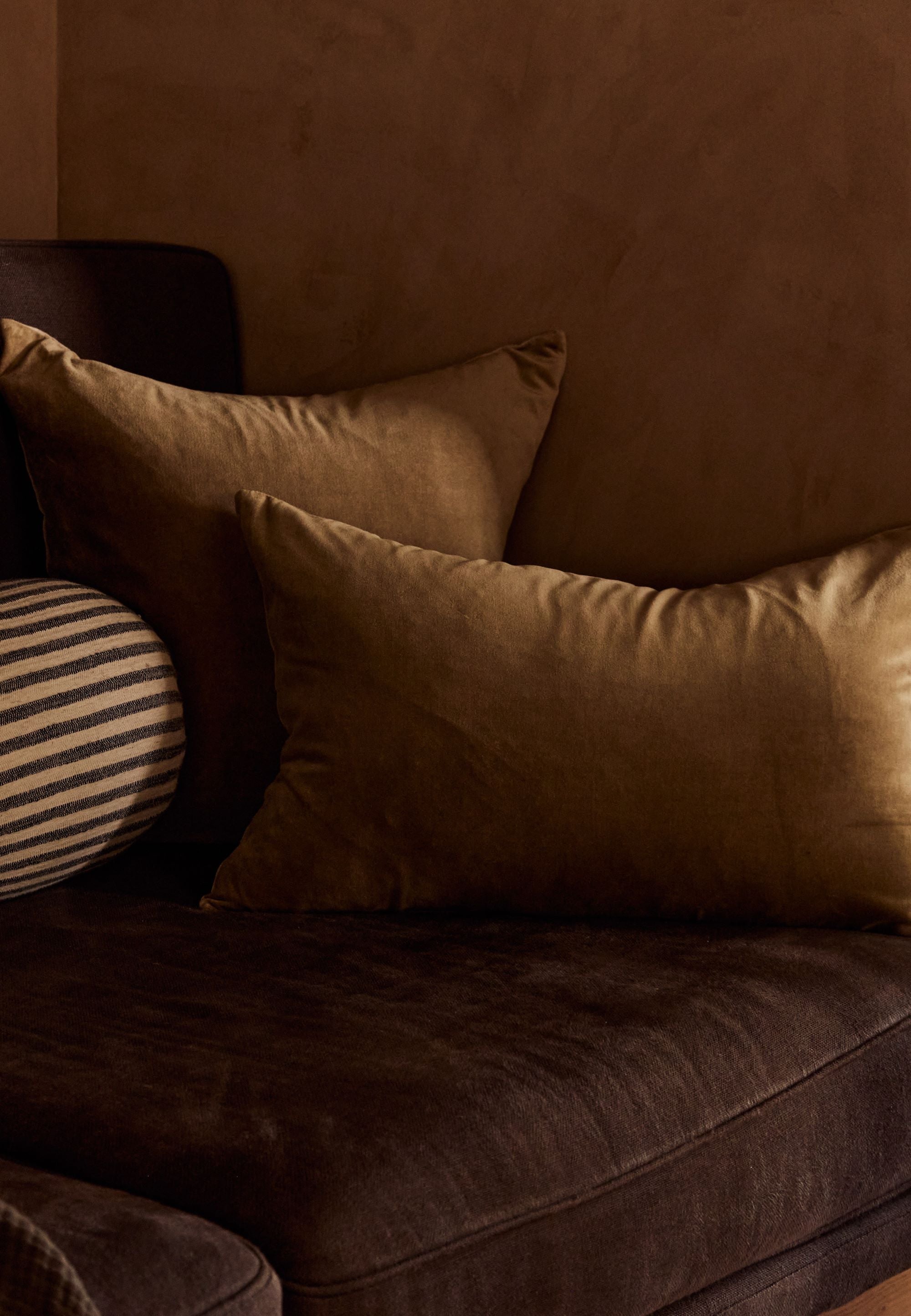 Linen Velvet Throw Pillow Cover | Olive Green Decorative Cushion for Sofa, Bed & Home Decor