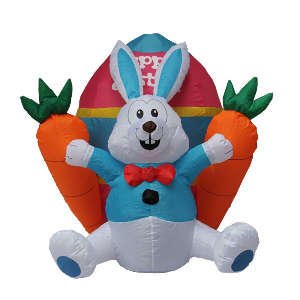4FT Inflatable Easter Bunny Outdoor Decoration - Giant Easter Egg & Carrot Yard Decor for Spring Festival | Perfect for Easter Party, Garden Decorations, Backyard Display