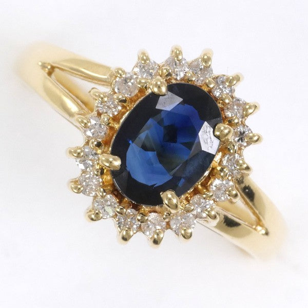 18K Yellow Gold Sapphire and Diamond Ring for Women - Elegant Blue Sapphire Engagement Ring with Sparkling Diamonds - Perfect for Proposals, Anniversaries, and Special Occasions