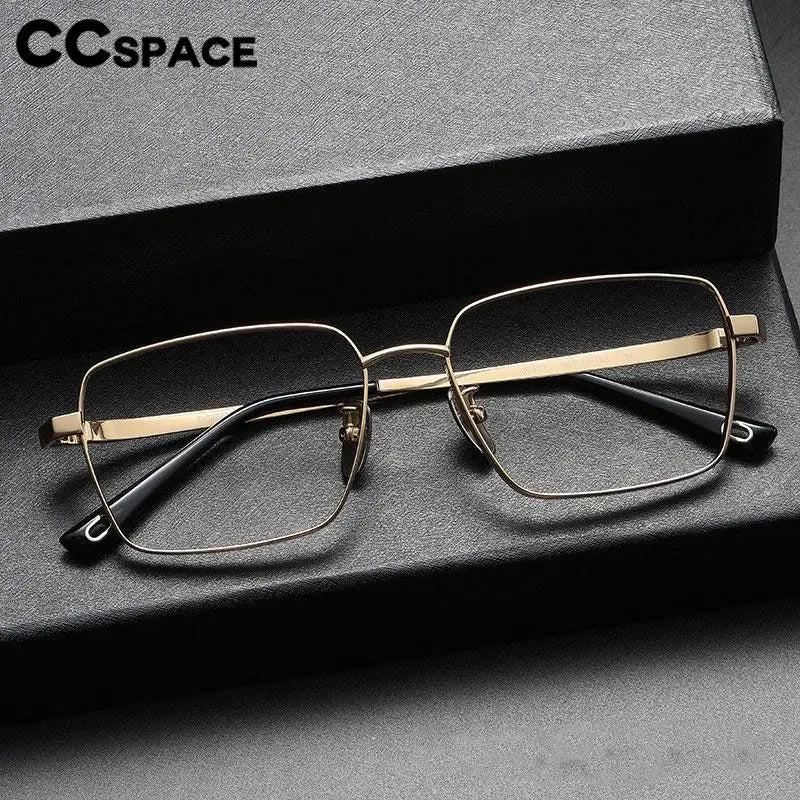 CCspace Men's Full Rim Square Titanium Eyeglasses Frame 57207 - Lightweight Durable Glasses for Work, Reading & Fashion