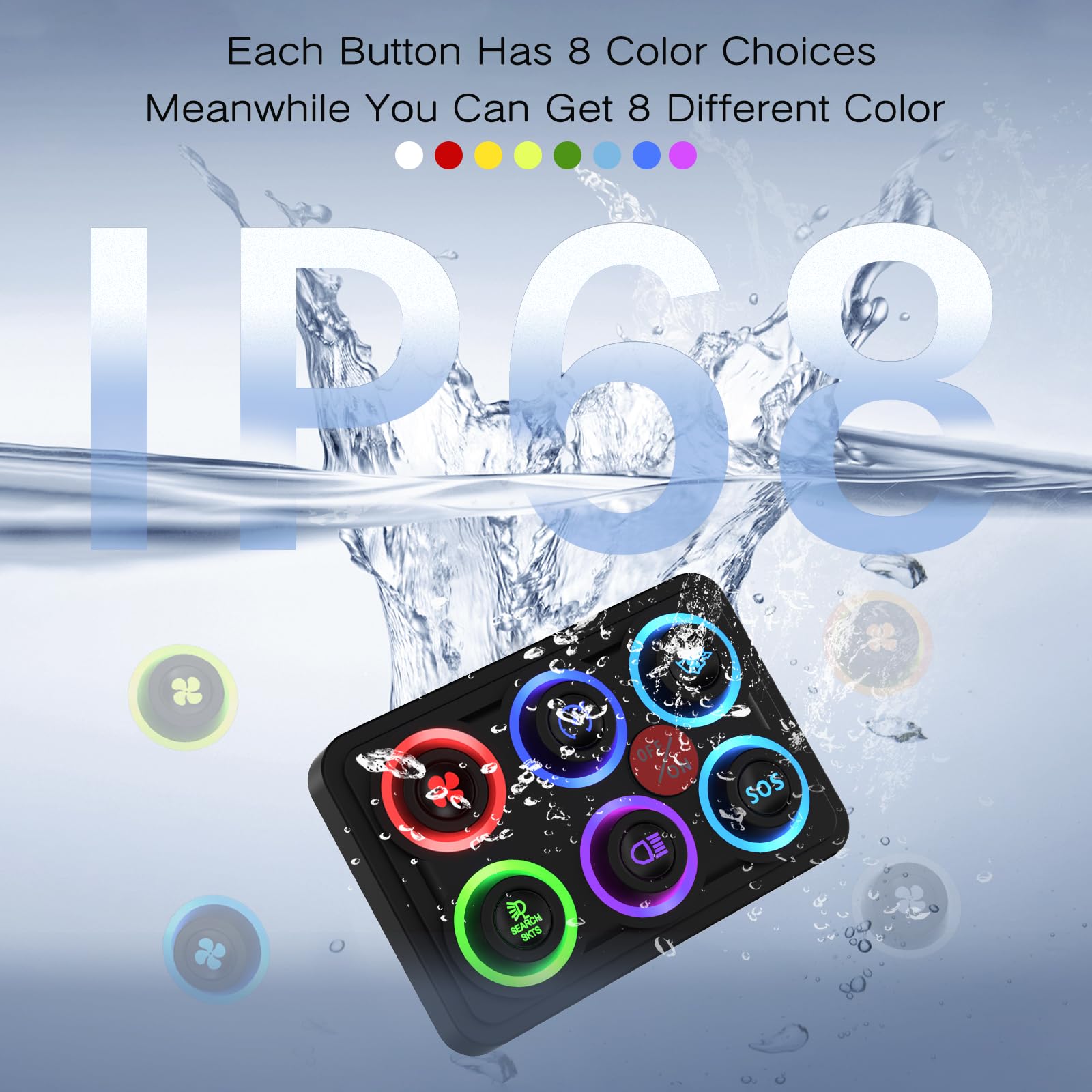 MaySpare 6 Gang Switch Panel - Upgraded Multicolor Toggle Momentary Pulse Switch with Electronic Relay System | Waterproof IP68 for Yachts, Trucks, RVs, SUVs, ATVs & Off-Road Vehicles | Perfect for Marine, Automotive & Outdoor Power Control