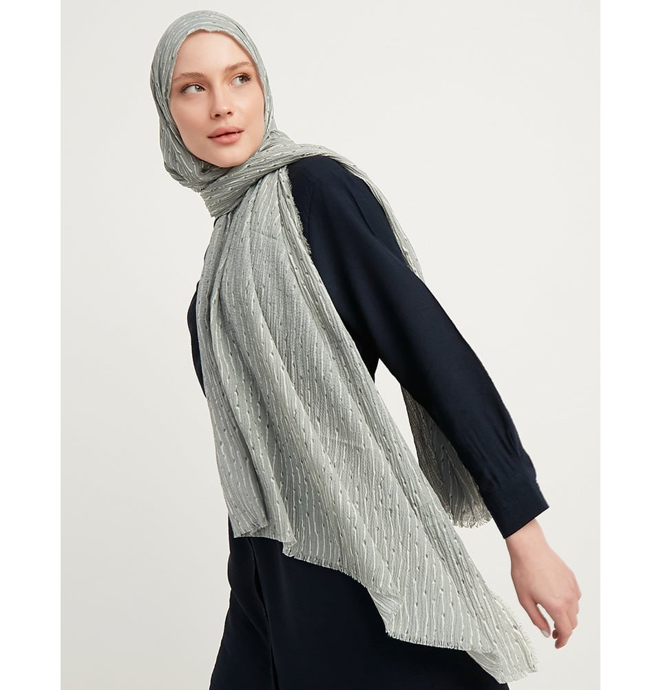 Abstract Lines Crinkle Cotton Hijab Shawl - Mint Green Scarf for Women, Breathable & Lightweight, Perfect for Daily Wear, Prayer, and Fashion Accessories