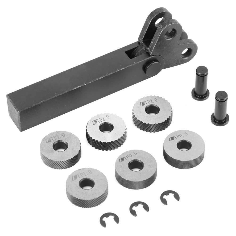 7-Piece Steel Dual Wheel Knurling Tool Set - 0.5mm/1mm/2mm Diagonal & Linear Knurl Wheels - Professional Metalworking Tools for Lathe Machining, DIY Projects, and Jewelry Making
